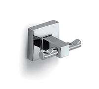Gedy Olimpo Percha Doble Baño Pared Acero Inox Cromo | L7,6xP4,8xH4,5cm | Doble gancho | Tornillos o cola