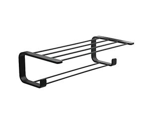Gedy Outline Toallero Pared, Estante baño para Toallas, Latón y Acero Inoxidable, Negro Mate, 50 x 25 x 16,5