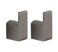 Gedy PIRENEI Colgador toalla baño 2 Piezas, Latón, Gun metal, 2 x 3,3 x 5,3, Tratamiento PVD