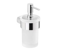 Gedy PIRENEI Dispensador de jabón baño Pared, Cromo, Latón, Cristal y plástico, Capacidad de 140ml, 6,9 x 10,5 x 15,1