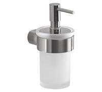 Gedy Pirenei Dosificador Jabón Baño Pared 6,9x10,5x15,1cm Latón y Cristal Satinado 140ml Acabado Cepillado, con Tornillos Incluidos