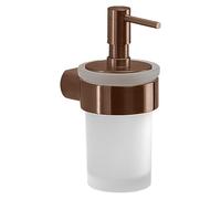 Gedy Pirenei Dosificador Jabón Baño Pared 6,9x10,5x15,1cm Latón y Cristal Satinado 140ml Acabado Oro Rosa PVD, con Tornillos Incluidos