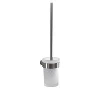 Gedy Pirenei Escobillero Baño Pared 8,4x10,4x37cm Latón y Cristal Satinado Acabado Cepillado, Escobilla WC con Tornillos Incluidos