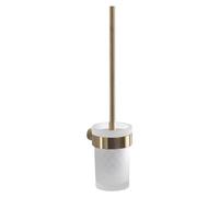 Gedy Pirenei Escobillero Baño Pared 8,4x10,4x37cm Latón y Cristal Satinado Acabado Oro Mate PVD, Escobilla WC con Tornillos Incluidos