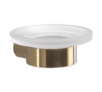 Gedy PIRENEI Jabonera de Pared, Oro Mate, Tratamiento PVD, Latón y Cristal, 10,8 x 11,1 x 4,2