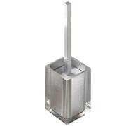 Gedy Plata, Auckland, Medidas y Peso: 37,5 x 9,8 x 9,8 cm & 0,855 kg, Fabricado en Resina Transparente, Escobilla para Inodoro Diseño de I+D, Hecho a Mano, 2 Años de Garantía, Única