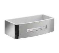 Gedy POSEIDON Cesta ducha, estante ducha, Acero inox AISI 304, Cromo, cesta extraible blanca, 24 x 12,3 x 7,2 cm
