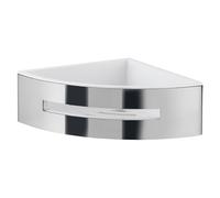 Gedy POSEIDON Cesta ducha, estante ducha, esquinero, Acero inox AISI 304, Cromo, cesta extraible blanca, 19,8 x 19,8 x 7,2 cm
