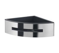 Gedy POSEIDON Cesta ducha, estante ducha, esquinero, Acero inox AISI 304, Cromo, cesta extraible negra, 19,8 x 19,8 x 7,2 cm