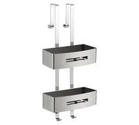 Gedy POSEIDON Cesta ducha para colgar, estante ducha, doble, Acero inox AISI 304 Cromo, 24 x 18,7 x 70 cm