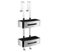Gedy POSEIDON Cesta ducha para colgar, estante ducha, doble, Acero inox AISI 304 Cromo, cestas extraibles negras, 24 x 18,7 x 70 cm