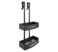 Gedy POSEIDON Cesta ducha para colgar, estante ducha, doble, Acero inox AISI 304 Negro mate, 24 x 18,7 x 70 cm