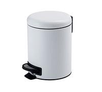 Gedy Potty Papelera Basura baño, Redonda, 3L, con Pedal y Tapa Soft Close, Acero Inoxidable, Blanco Mate, 17,4 x 22,6 x 25,1