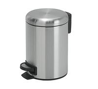 Gedy POTTY Papelera basura baño, Redonda, 3L, con pedal y tapa soft close, Acero inoxidable, Cromo Cepillado, 17,4 x 22,6 x 25,1