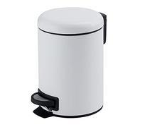 Gedy Potty Papelera Basura baño, Redonda, 5L, con Pedal y Tapa Soft Close, Acero Inoxidable, Blanco Mate, 20,6 x 26,8 x 27,5