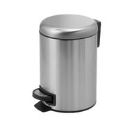 Gedy POTTY Papelera basura baño, Redonda, 5L, con pedal y tapa soft close, Acero inoxidable, Cromo Cepillado, 20,6 x 26,8 x 27,5