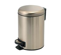 Gedy POTTY Papelera basura baño, Redonda, 5L, con pedal y tapa soft close, Acero inoxidable, Oro Mate, 20,6 x 26,8 x 27,5
