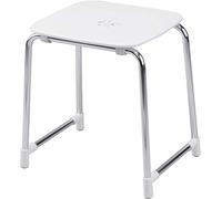 Gedy Prima Classe Taburete de Baño de Cuatro Patas, Resina Termoplástica, Blanco y Cromo, 33.1x40.9x43.8 cm