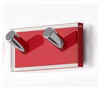 Gedy Rainbow Colgador Toalla baño Doble, Resinas termoplásticas, Rojo-Transparente, 8 x 3,1 x 4, Adhesivo