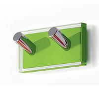 Gedy Rainbow Colgador Toalla baño Doble, Resinas termoplásticas, Verde-Transparente, 8 x 3,1 x 4, Adhesivo