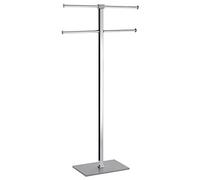 Gedy Rainbow Toallero de pie para baño con 2 Brazos, Gris-Cromo, Acero INOX y resinas termoplásticas, 40,6 x 15,5 x 83,9