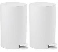 Gedy SHARON Papelera de baño con pedal 3L - Cubo de basura compacto con cubo interior extraíble, Fabricada en resinas Termoplásticas, 15,8 x 19,5 x 25,4 cm, Blanco mate (Paquete de 2)