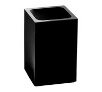 Gedy Sofia Porta Cepillo de Dientes, Resina y Arena, Negro Mate, 7,3 x 7,3 x 11,3