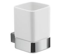 Gedy SPLUGA Soporte Cepillo de Dientes, Porta Cepillo de Dientes de Pared, Cromo, Acero Inoxidable, Aluminio y cerámica, 7,2 x 10 x 10,6