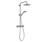 Gedy STAR PLUS 02 Columna de ducha gun metal con grifo monomando, conjunto de alcachofa 3 posiciones, cabezal de ducha; flexo 150 cm, extensible 92-146 cm