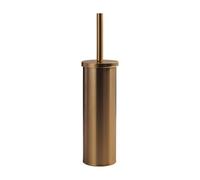 Gedy Taipei - Escobilla de baño de acero inoxidable, escobilla de inodoro de color oro rosa, escobilla de baño de apoyo, base redonda con mecha de cerdas negras de nailon, taza interior extraíble para