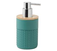 Gedy THEA Dispensador de jabón, Resina y bambú, Verde-Natural, 8,5 x 7,5 x 15 cm, Capacidad de 200 ml