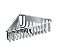 Gedy TIBERIO Cesta Ducha, Estante Ducha, esquinero, Resinas termoplásticas, Cromo, 19,5 x 19,5 x 6,6, con o sin Taladro, Fácil Limpieza