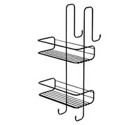 Gedy TITO Cesta ducha para colgar, estante ducha, doble, Metal, Negro Mate, 24 x 22 x 49