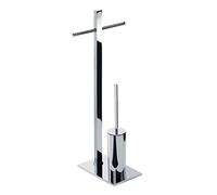 Gedy TOBIA Escobillero y portarrollos Doble para baño, Cromo, Acero INOX y resinas termoplásticas, 25,6 x 15,5 x 75