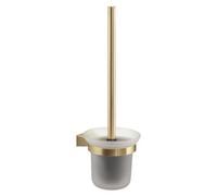 Gedy Tonale Escobillero Baño Pared Acero INOX Cristal Satinado Oro Mate | 11,2x13,4x35,8cm | Cristal satinado | Cerdas nylon | No ocupa suelo | Diseño geométrico | Oro mate