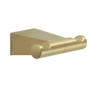 Gedy Tonale Percha Doble Baño Pared Acero Inox Gancho Doble Oro Mate | 7,6x5,8x2,4cm | Doble gancho angular | Acero inox | Diseño geométrico ultracompacto | Oro mate