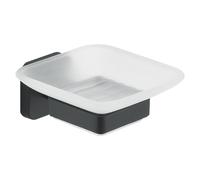 Gedy Tonga Jabonera de Pared, Negro Mate, Acero INOX y Cristal, 10,3 x 11,6 x 5, Adhesivo, sin Taladro