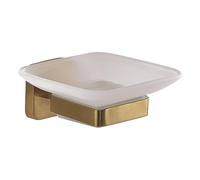 Gedy Tonga Jabonera de Pared, Oro Mate, Acero INOX y Cristal, 10,3 x 11,6 x 5, Adhesivo, sin Taladro