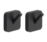 Gedy Tonga Set 2 Perchas Baño Pared 4,7x3,1x4,9cm Acero Inox y Cromall Negro Mate, Ganchos con Tornillos y Biadhesivo Incluidos