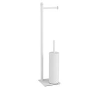 Gedy TRILLY Escobillero y portarrollos para baño, Blanco Mate, Acero Inoxidable, 14 x 14 x 63