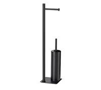 Gedy Columna portarrollos y escobillero TRILLY Negro mate, acero inox y resinas 14x14x63