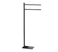 Gedy TRILLY Toallero de pie para baño con 2 Brazos, Negro Mate, Acero INOX y resinas termoplásticas, 14 x 34 x 83,5
