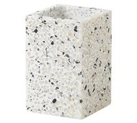 Gedy ZOE Porta Cepillo de Dientes, Resina y Arena, Blanco-Negro, 7,4 x 7,4 x 11,3