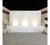 Geeaoo - Fondo de Seda para decoración de Bodas, Fondo de fotografía de Hielo, Cortina de Fiesta, Baile de graduación, Color Blanco 9.8 x 9.8 pies