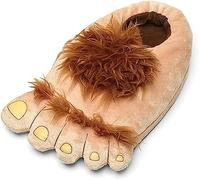 Geebuzz Pantuflas de aventura de monstruo peludo para hombre y mujer, novedosas y cálidas para invierno, con pies Hobbit, zapatos de interior, Brown, 7.5/10 UK Wide