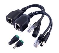 GeeekPi 1 par de adaptadores pasivos de alimentación a través de Ethernet RJ45 PoE + kit de cable divisor con 2,1 x 5,5 mm DC adaptador de corriente