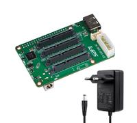 GeeekPi Ampliación de memoria SATA de 5 bahías para Raspberry Pi 5, 52Pi Penta SATA HAT para Raspberry Pi 5 2GB/4GB/8GB/16GB, PCIe, compatible con NAS, con fuente de alimentación de 12 V CC