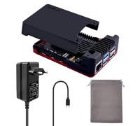 GeeekPi Argon Neo 5 BRED - Carcasa para Raspberry Pi 5 (con fuente de alimentación PD 27 W, 5,1 V, 5 A, USB C, Raspberry Pi 5, carcasa de aluminio con ventilador integrado), color negro