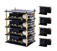 GeeekPi Caja de Acrílico de 4 Capas con Enfriador Activo Armor Lite V5 para Raspberry Pi 5 4GB / 8GB / 16GB (Marrón)