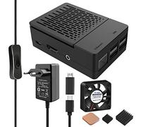 GeeekPi Caja para Raspberry Pi 3 B+ con ventilador, fuente de alimentación USB C de 18W, 5V, 3.6A, con interruptor de encendido/apagado, adaptador Micro USB para modelo B / 3B+